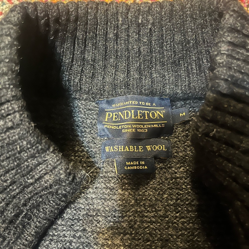 Pendleton Shetland Black Wool Half Zip Sweater Mo… - image 4